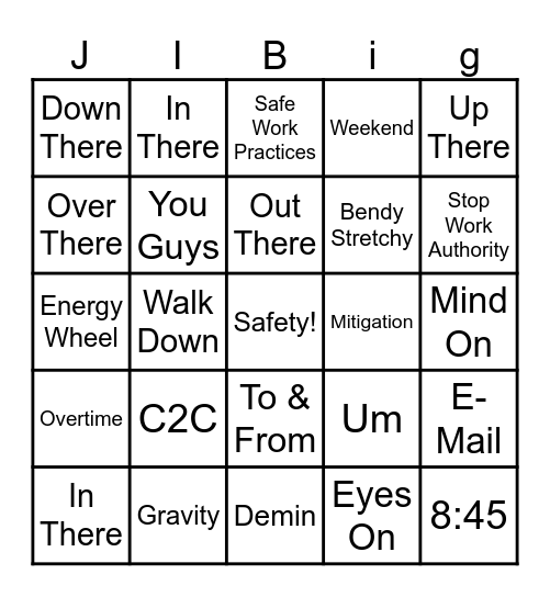 Buzzword Bingo Card