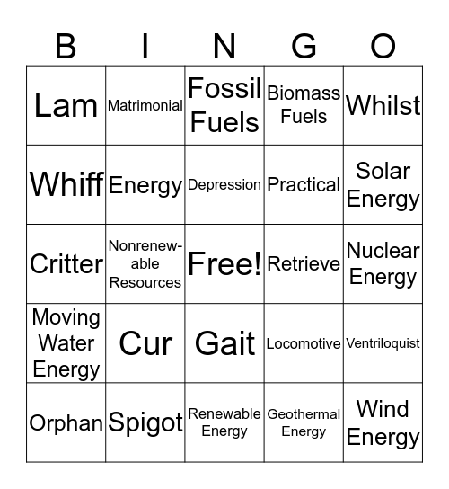 Bud, Not Buddy Vocabulary  Bingo Card