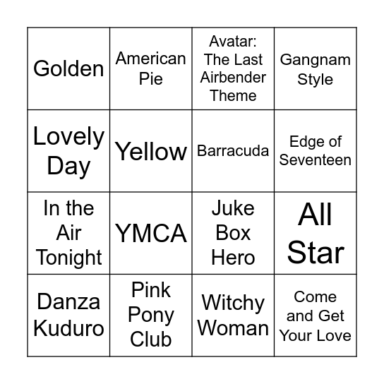 Lighting Round! Bingo Card
