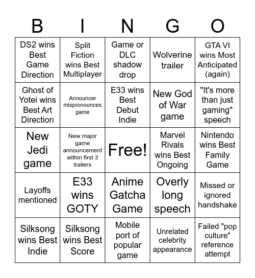 Untitled Bingo Card