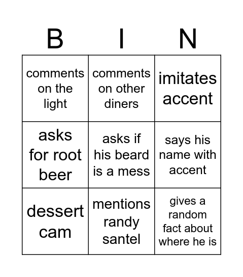 beardy bingo Card