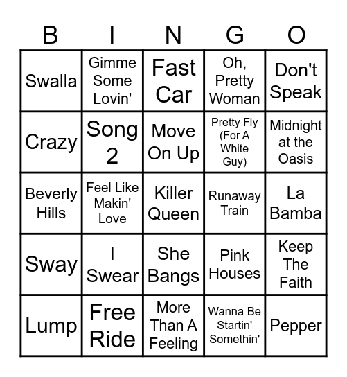 AWESOME MUSIC VOL.4 Bingo Card