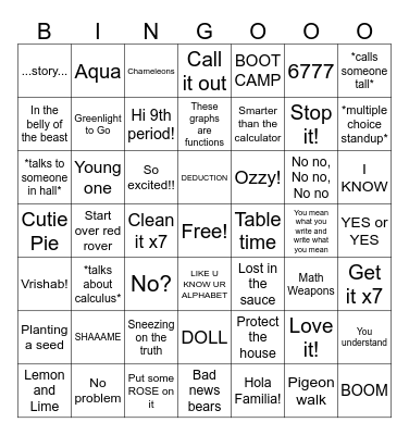 Mrs. Maine Bingo Card