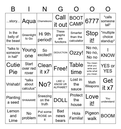 Mrs. Maine Bingo Card