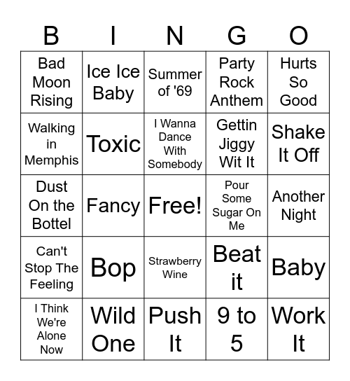 MUSIC BINGO Card