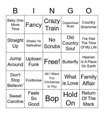 Music Bingo Card