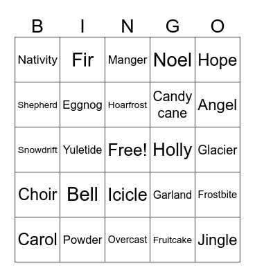 Bingo Christmas and Winter vocabulary Bingo Card