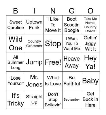 MUSIC BINGO Card