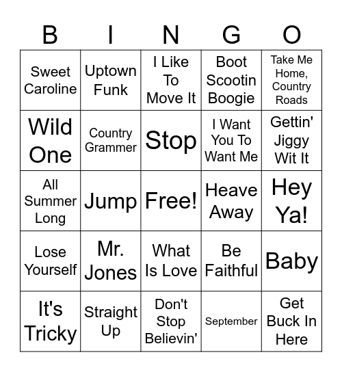 MUSIC BINGO Card