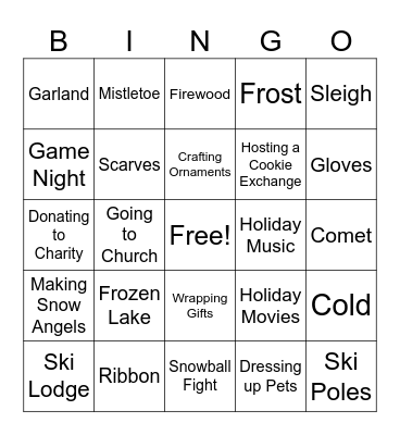Winter/Holiday Activities Bingo Card
