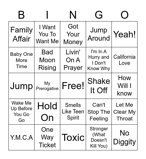 MUSIC BINGO Card