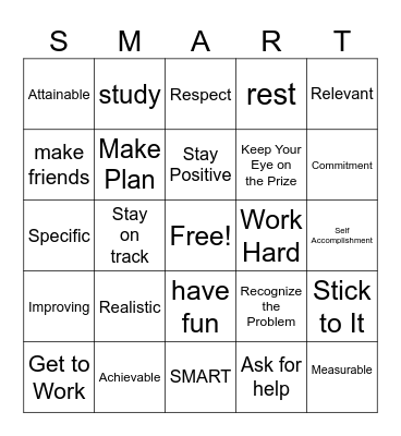 SMART GOALS BINGO Card