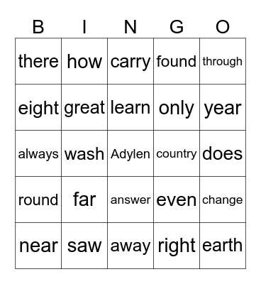 Bingo Card