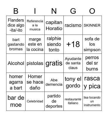 Bingo Los Simpsons Bingo Card