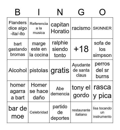 Bingo Los Simpsons Bingo Card
