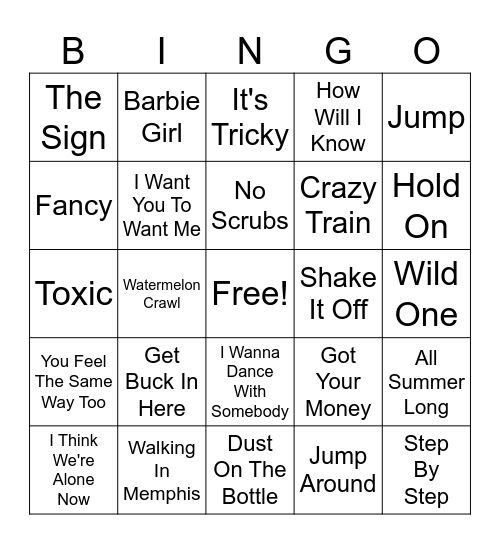 MUSIC BINGO Card