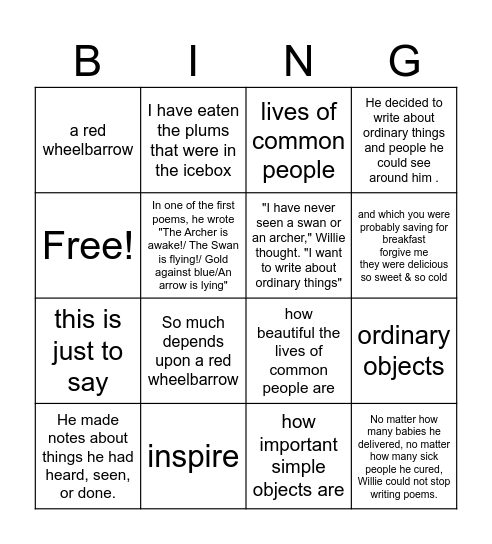 WCW Bingo Card