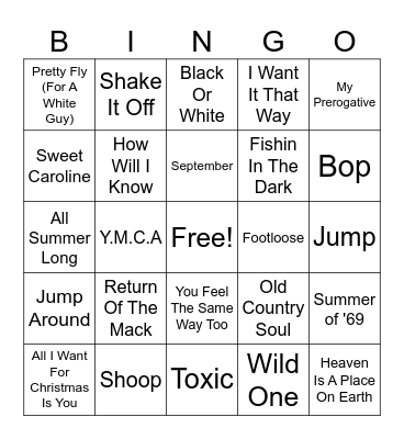 MUSIC BINGO Card