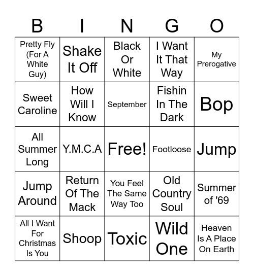 MUSIC BINGO Card