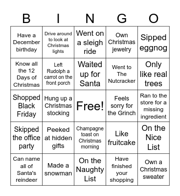 Christmas Bingo Card