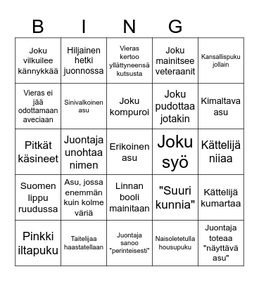 Linnan juhlat 2025 Bingo Card