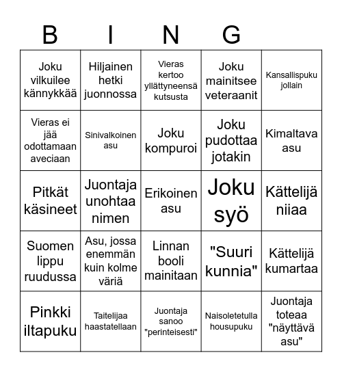 Linnan juhlat 2025 Bingo Card