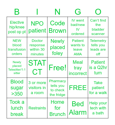 NURSING BINGO Card