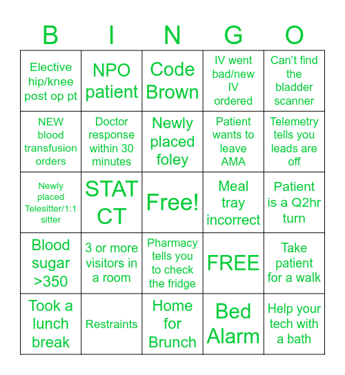 NURSING BINGO Card