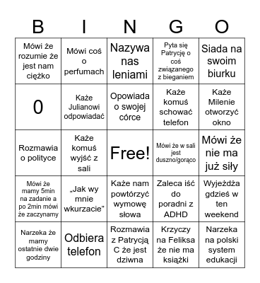 Pani Juścińska… Bingo Card