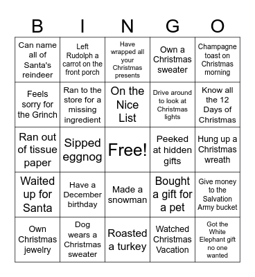 Christmas Bingo Card