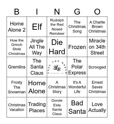 Christmas Movie Music Bingo Card