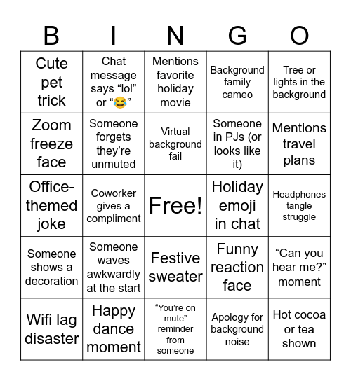 Silvercreek Holiday Bingo Card