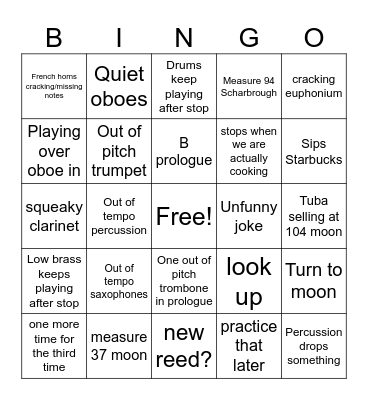 Band Bingo Card