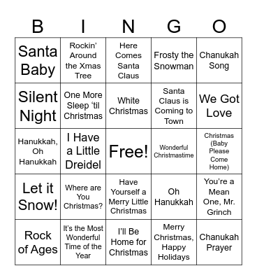 Holiday BINGO Card