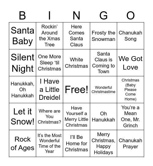 Holiday BINGO Card