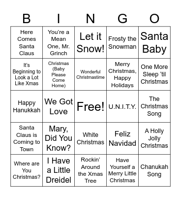 Holiday BINGO Card