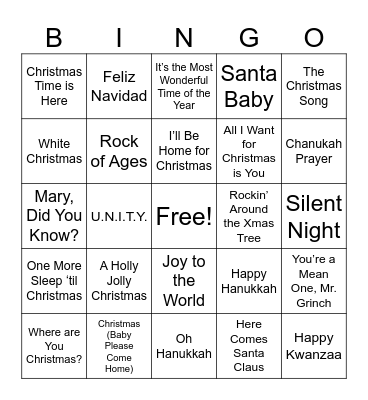 Holiday BINGO Card