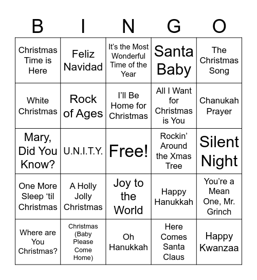 Holiday BINGO Card