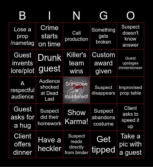 Murder Mystery Co. BINGO Card