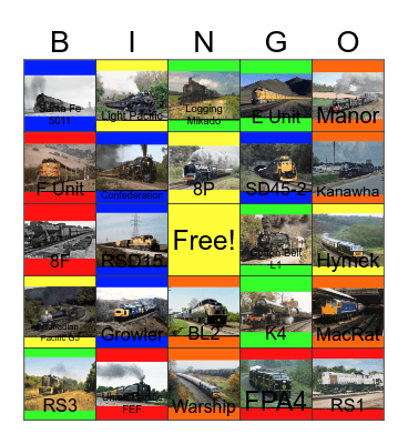 Railroads that I would like to use a historic engine one day Bingo Card