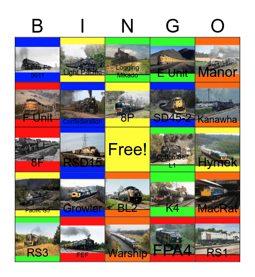 Railroads that I would like to use a historic engine one day Bingo Card