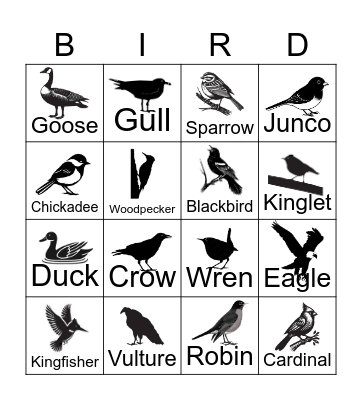 Winter Bird Bingo Card