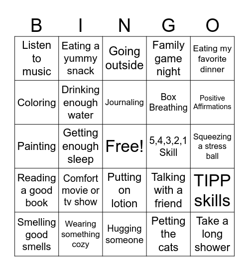 Positivity Bingo Card