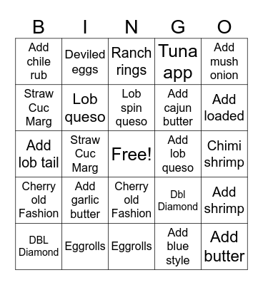 Sales Contest Bingo Card