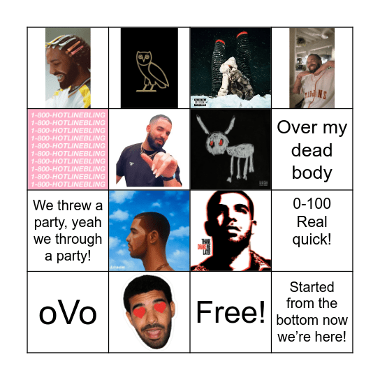 Drizzy Drake Bingo Card