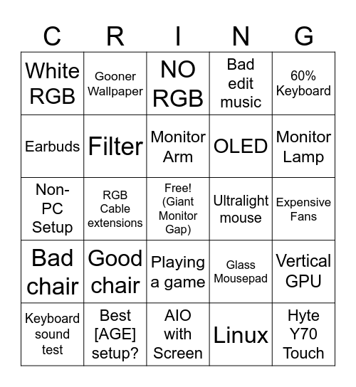 Worst of "Setups" Bingo Card