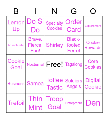 COOKIE TRIVIA BINGO Card