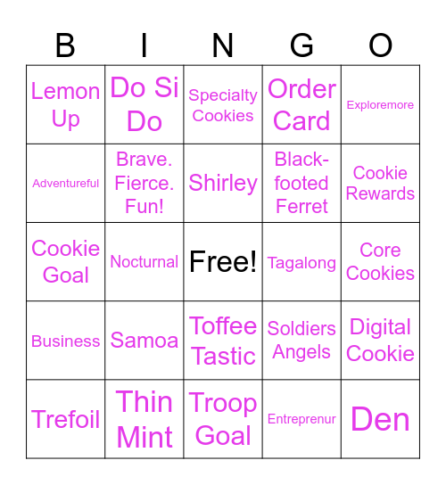 COOKIE TRIVIA BINGO Card