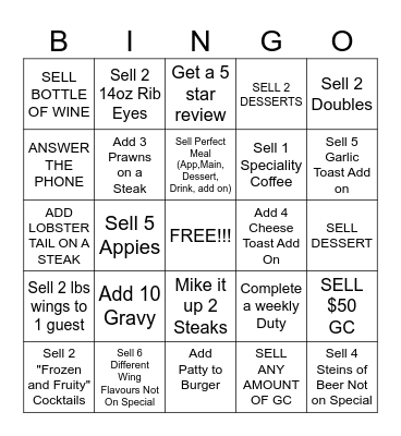 SERVER BINGO Card