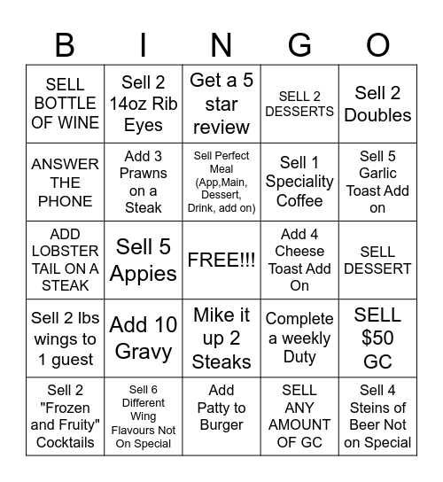 SERVER BINGO Card